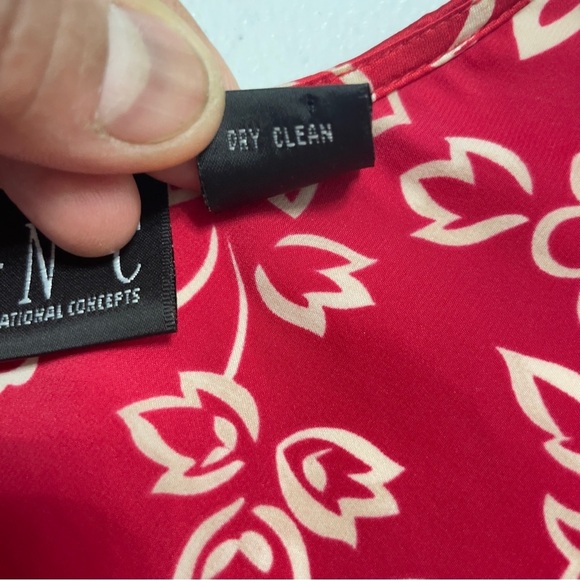 INC Y2K Blouse Flare Sleeve Whimsigoth Boho Silk Red Floral Fairy Size 8 - Picture 12 of 14